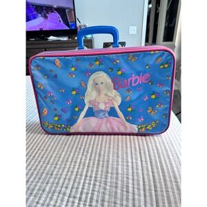 Barbie Doll Carrying Case Travel Storage Bag Pink Blue Floral Soft Zip Handle